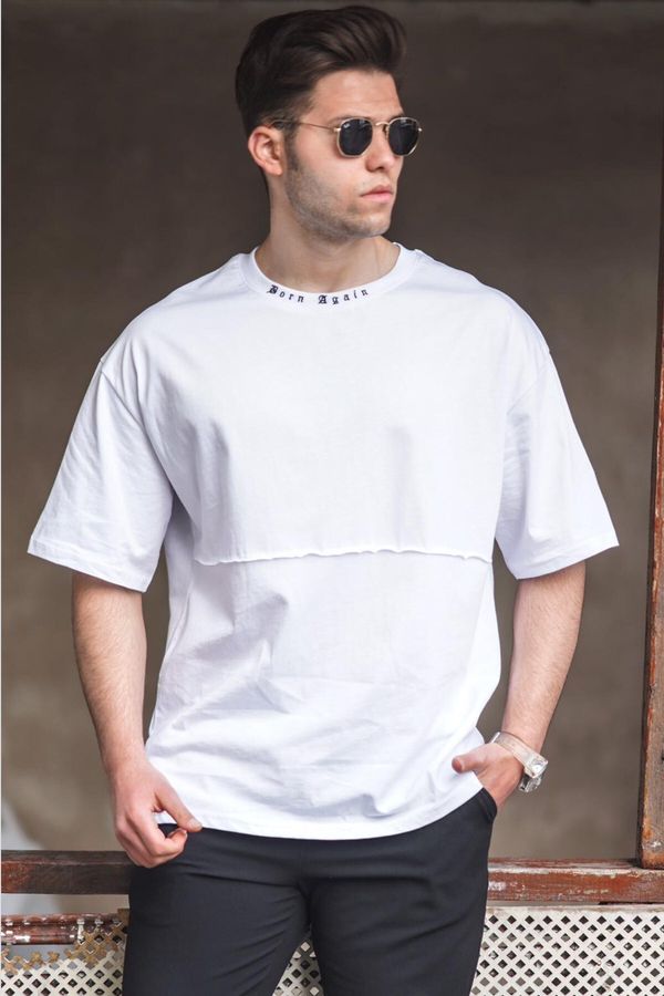 Madmext Madmext White Oversized Men's Printed T-Shirt 5250