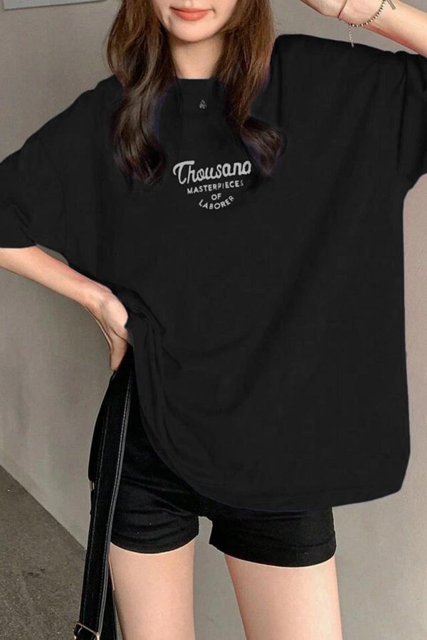 Madmext Madmext Women's Black Printed T-Shirt
