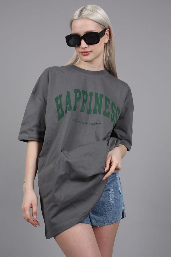 Madmext Madmext Women's Smoked Printed Oversized T-shirt