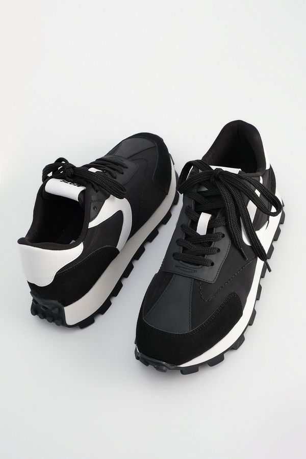 Marjin Marjin Men's Sneaker Thick Sole Lace Up Sports Shoes Edva Black