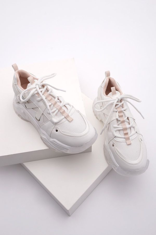 Marjin Marjin Women's High Transparent Sole Sneaker Lace-Up Sneakers Ojis white.