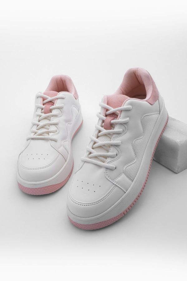 Marjin Marjin Women's Sneaker Colored Sole Lace Up Sneakers Ekef Pink