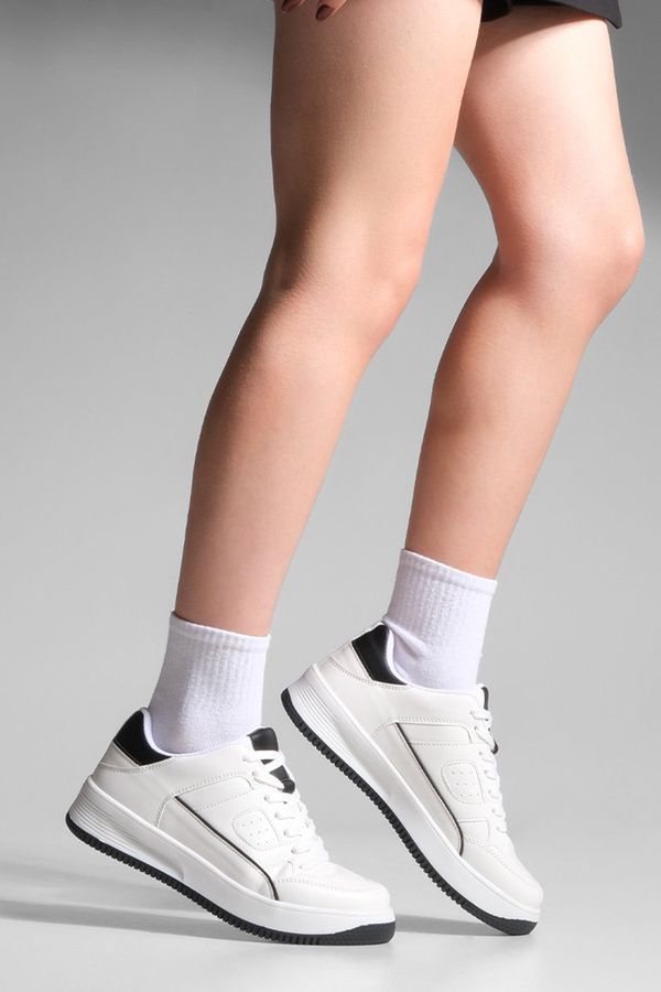 Marjin Marjin Women's Sneaker High Sole Lace Up Sneakers Sitas White