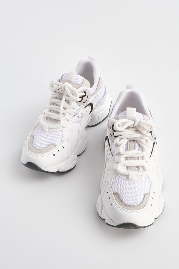 Marjin Marjin Women's Sneaker Thick Sole Laced Sneakers Refi White