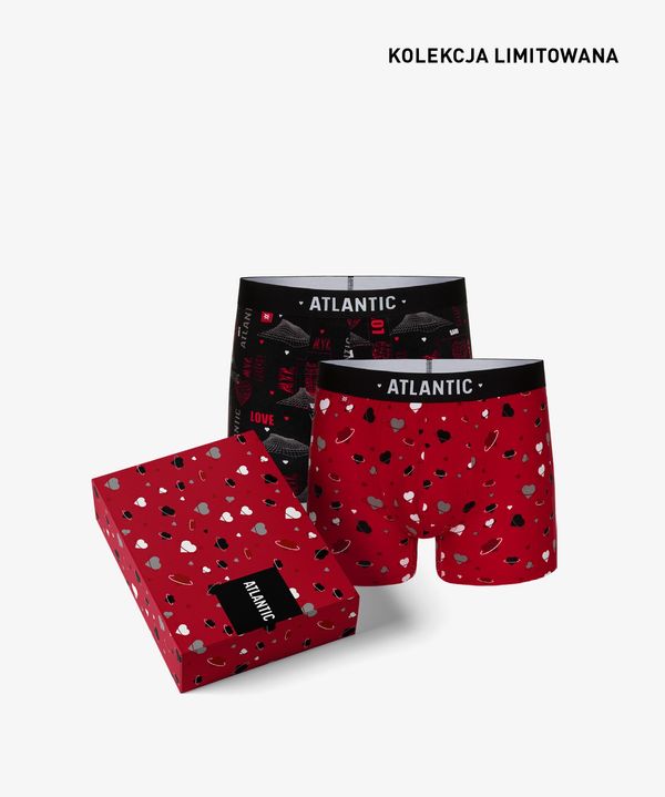 Atlantic Men ́s boxers Love ATLANTIC 2Pack + gift box - black, red