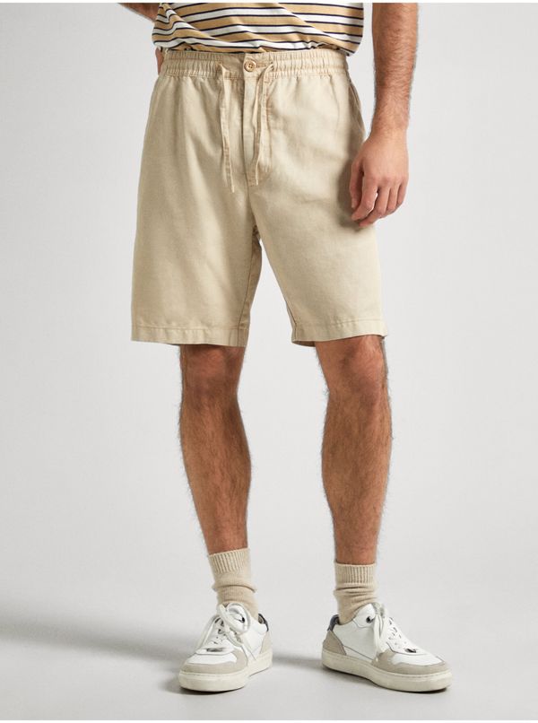 Pepe Jeans Men's Beige Linen Shorts Pepe Jeans - Men's