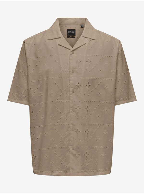 Only Men's Brown Patterned Shirt ONLY & SONS Ron - Men