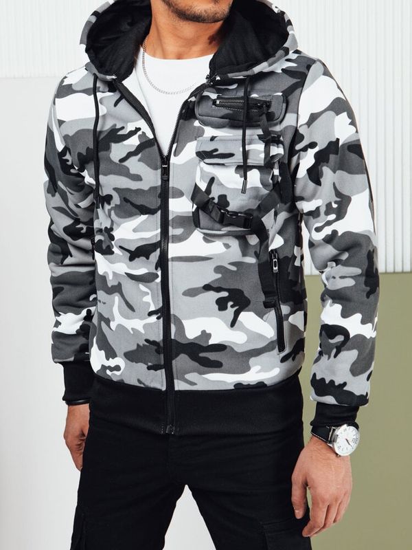 DStreet Men's camouflage sweatshirt with zipper, white, Dstreet