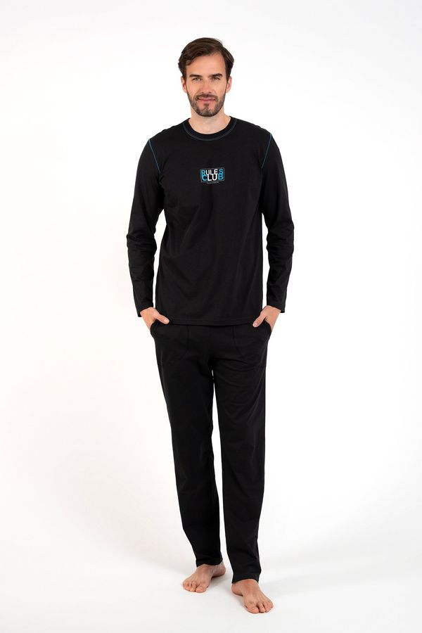Italian Fashion Men's Club Pajamas Long Sleeves, Long Pants - Black