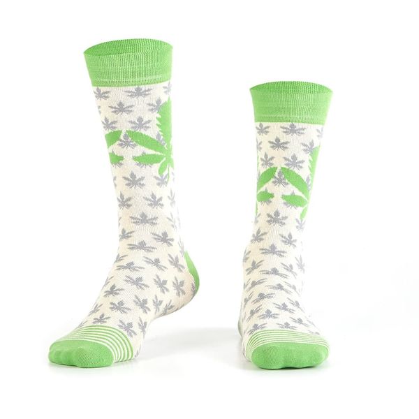 FASARDI Men's cream socks with leaf