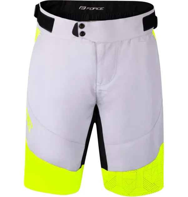 Force Men's cycling shorts Force Storm with removable chamois - grey-yellow, S