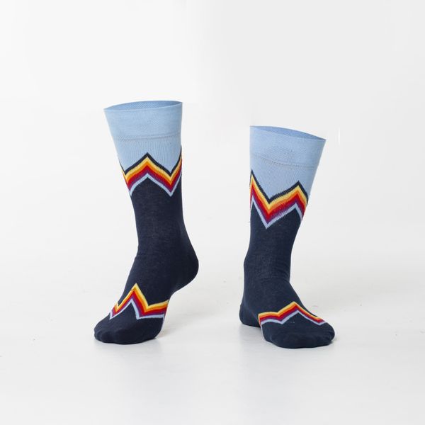 FASARDI Men's dark blue socks with colorful zigzags