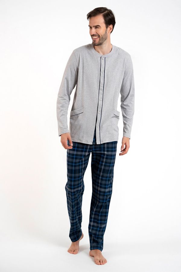 Italian Fashion Men's pyjamas Jakub, long sleeves, long legs - melange/print