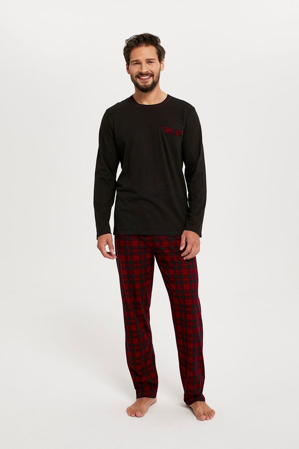 Italian Fashion Men's pyjamas Zeman long sleeves, long legs - black/print
