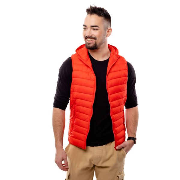 Glano Men's Quilted Vest with Hood GLANO - Red