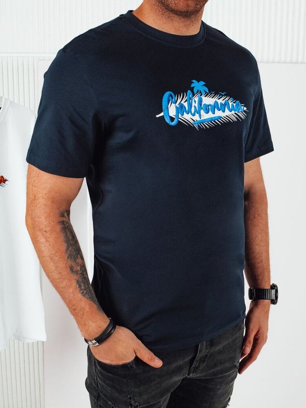 DStreet Men's T-shirt with print, dark blue Dstreet