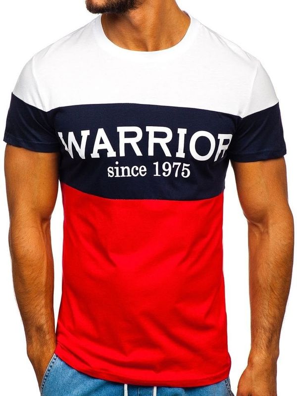 Kesi Men's T-shirt with print "WARRIOR" 100693 - red,