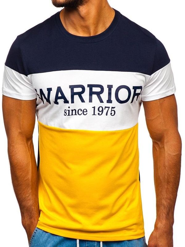 Kesi Men's T-shirt with print "WARRIOR" 100693 - yellow,