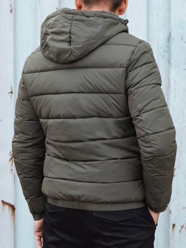 DStreet Men's winter quilted jacket with hood green Dstreet