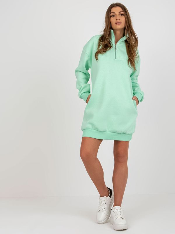 Fashionhunters Mint basic sweatshirt dress with pockets