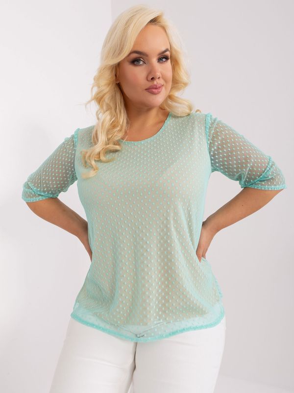 Fashionhunters Mint elegant blouse of larger size