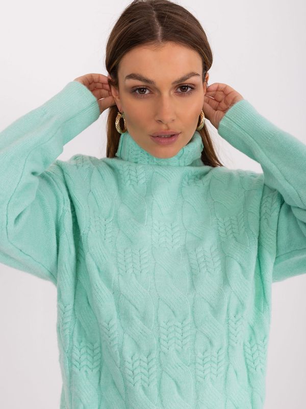 Fashionhunters Mint knitted turtleneck sweater