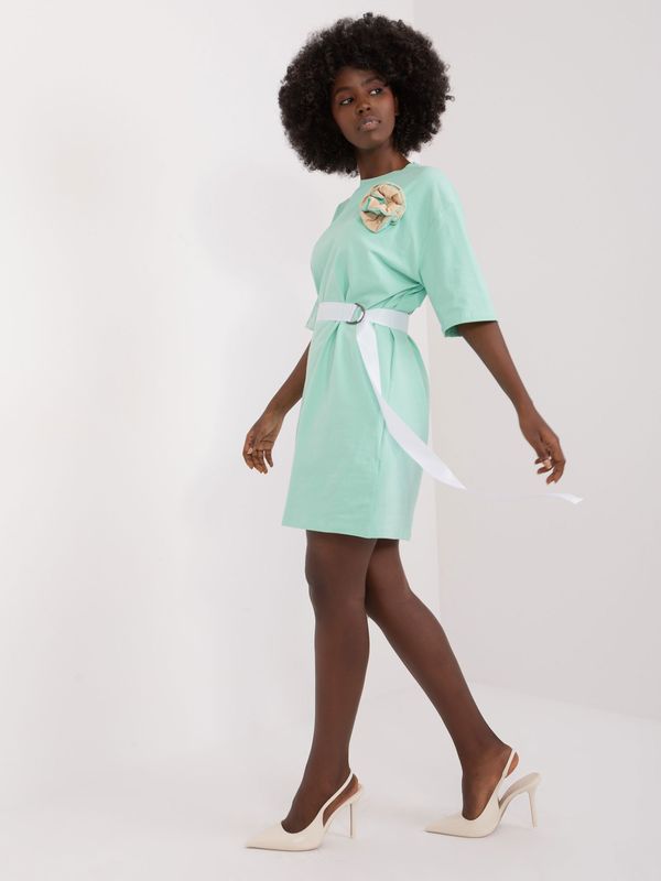 Fashionhunters Mint, Simple Cotton T-shirt Dress