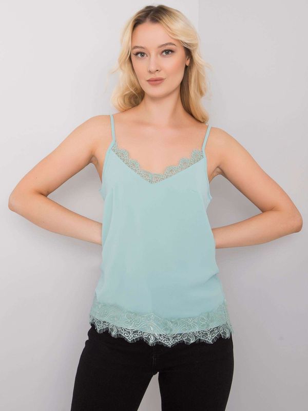 Fashionhunters Mint top with lace