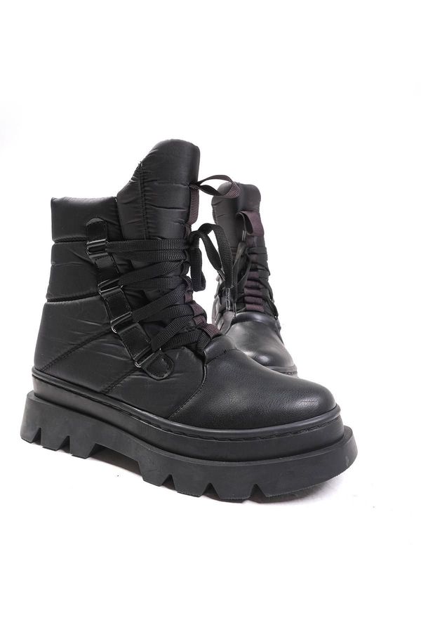 Mio Gusto Mio Gusto Allen Women's Black Color Parachute Fabric Miflon Boots Women's Thick Soled Boots.