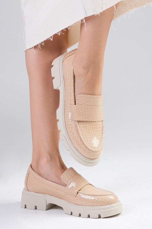 Mio Gusto Mio Gusto Andrea Nude Women's Loafers with Thick Soles.