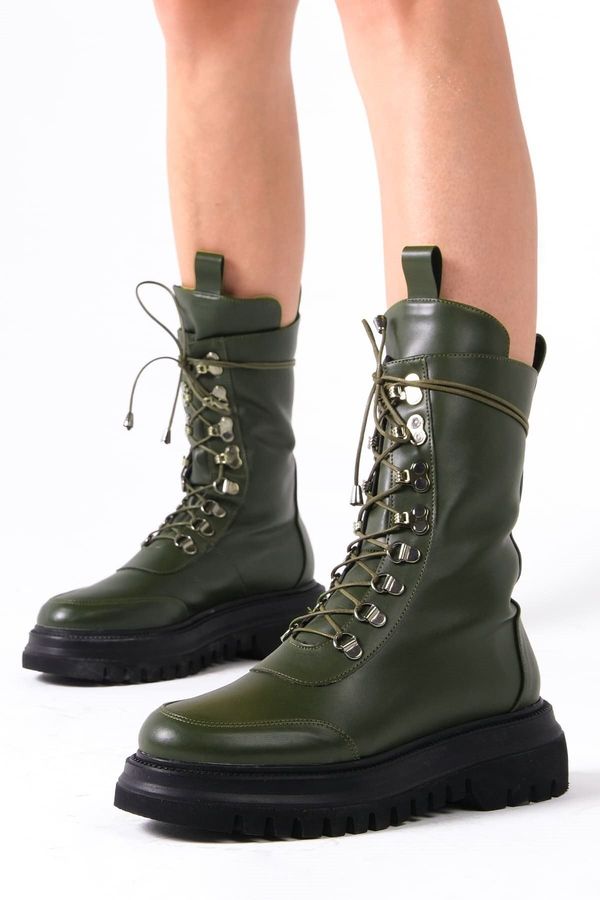 Mio Gusto Mio Gusto Women's Ankle Boots In Green Color With Leather And Shearling Lined.