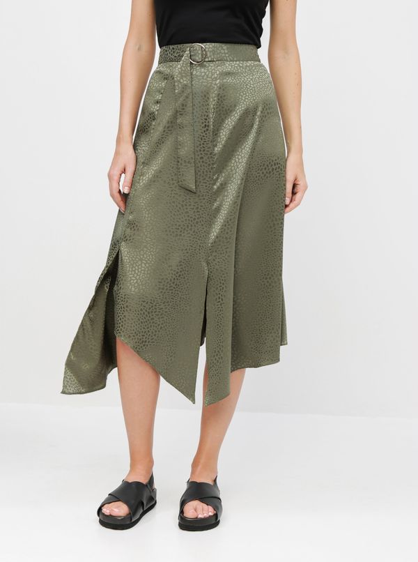 Miss Selfridge Miss Selfridge's Green Asymmetric Patterned Midi Skirt