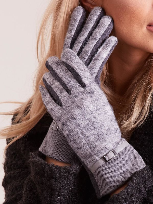 Fashionhunters Mittens with knitted dark grey module