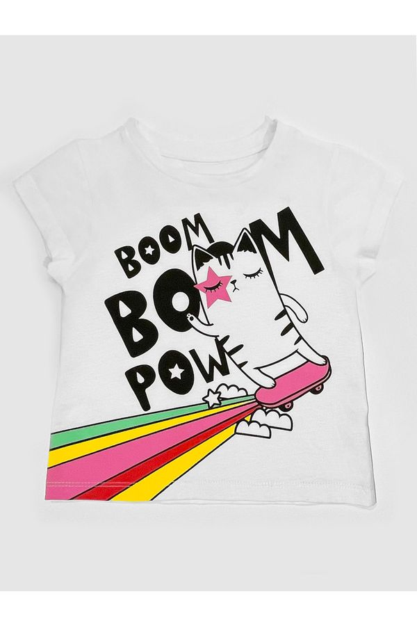 Mushi Mushi Boom Boom Girls White Combed Cotton T-shirt