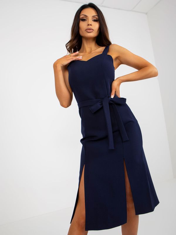 Fashionhunters Navy blue cocktail dress with straps