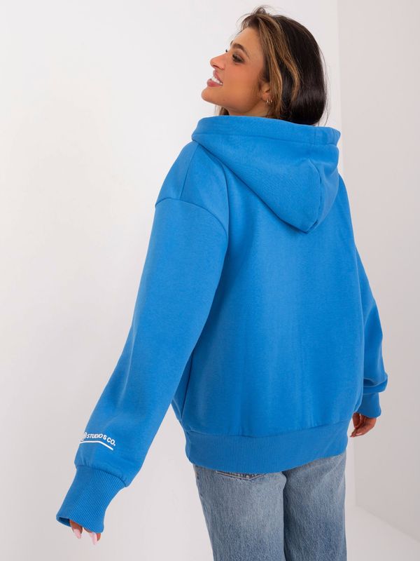 Fashionhunters Navy blue plain color women's sweatshirt