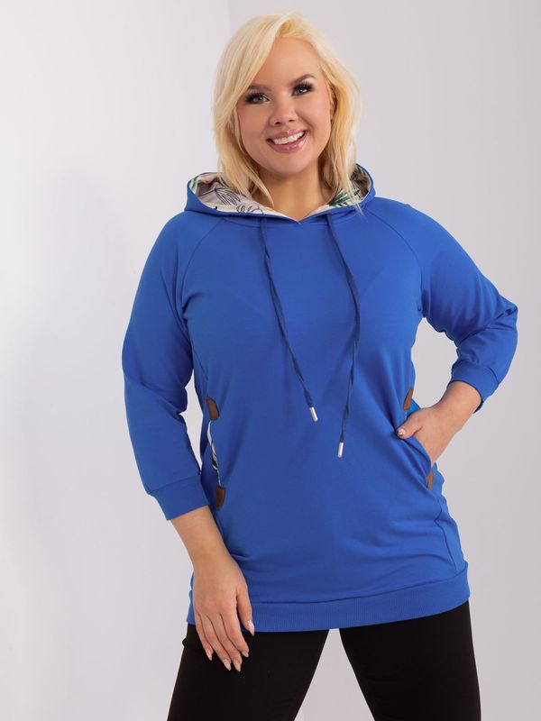 Fashionhunters Navy blue plus-size sweatshirt with pockets