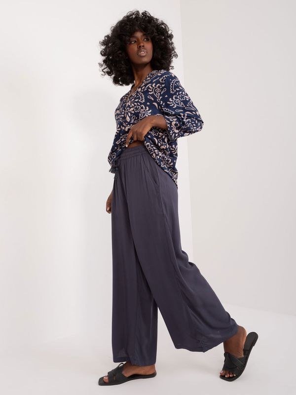 Fashionhunters Navy Blue Wide Palazzo Pants SUBLEVEL