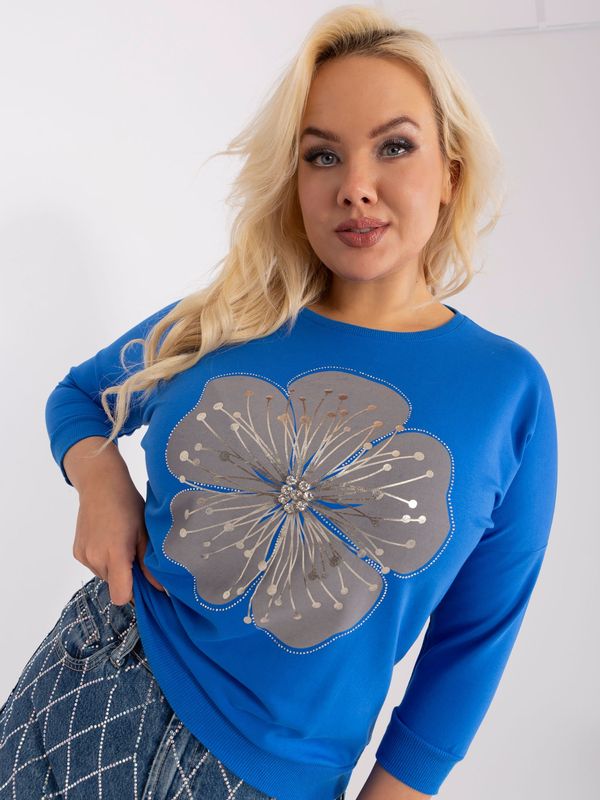 Fashionhunters Navy blue women's cotton blouse plus size