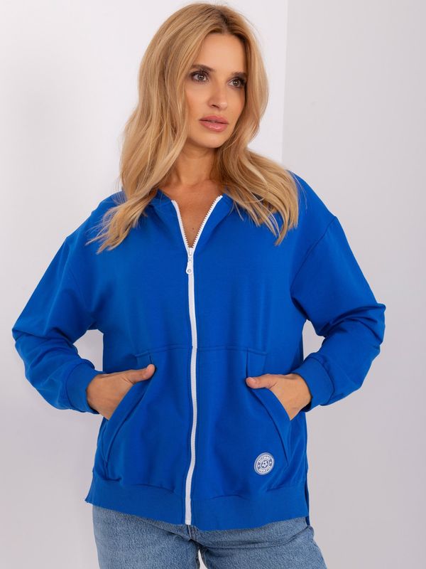 Fashionhunters Navy blue women's zip-up hoodie