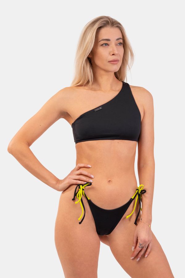 NEBBIA Nebbia One Shoulder Bandeau Bikini Top 448 Black M