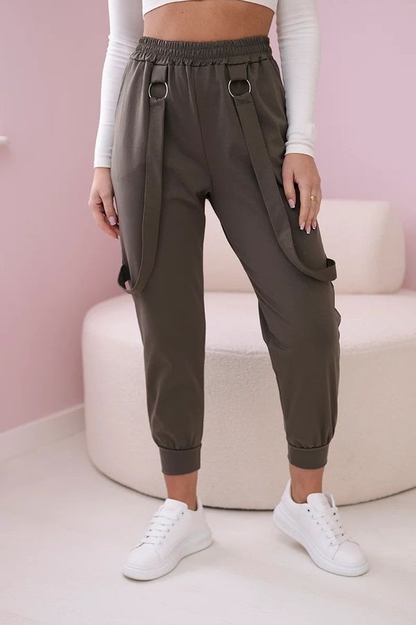 Kesi New punto pants with khaki decorative straps