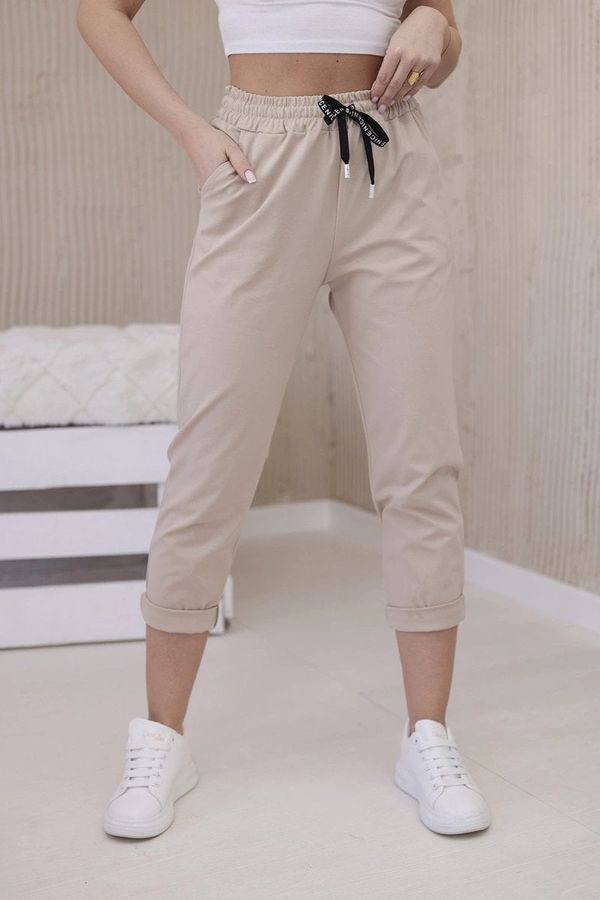 Kesi New Punto Trousers with Tie at the Waist - Dark Beige