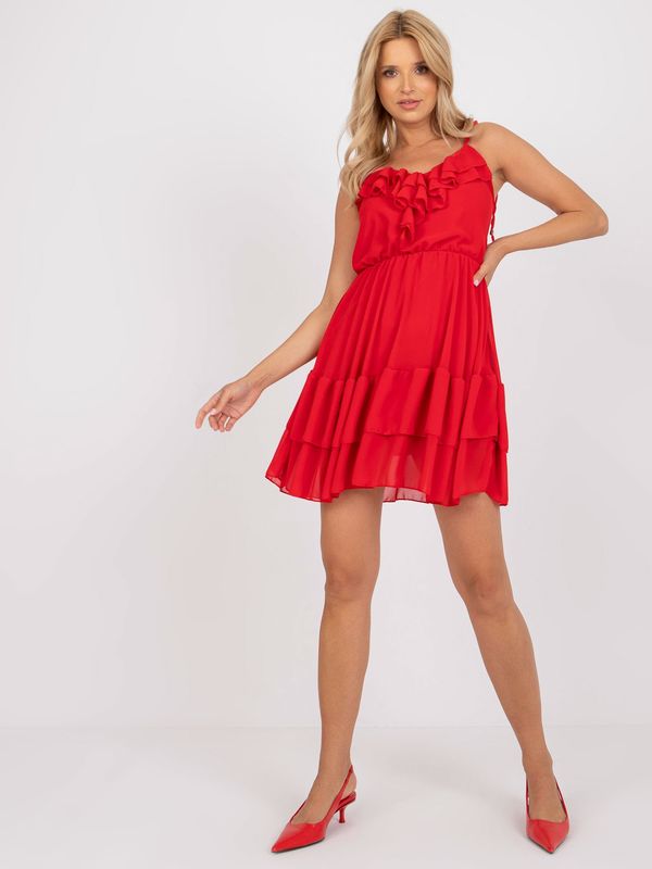Fashionhunters OCH BELLA red minidress with ruffles