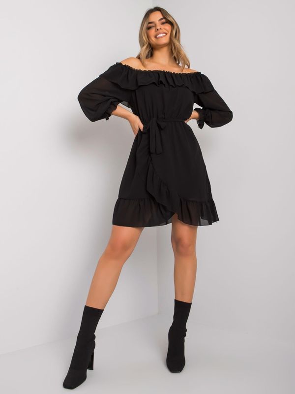 Fashionhunters OH BELLA Black dress with long sleeves
