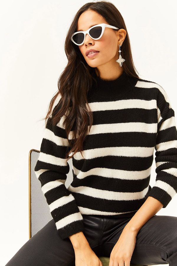 Olalook Olalook Women's Black High Neck Soft Textured Premium Knitwear Sweater