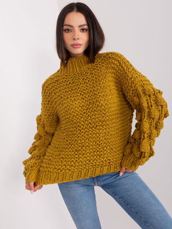 Fashionhunters Olive oversize sweater with thick knitwear