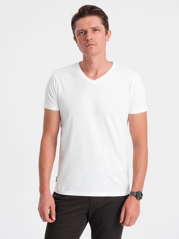 Ombre Ombre BASIC men's classic cotton T-shirt with a crew neckline - white