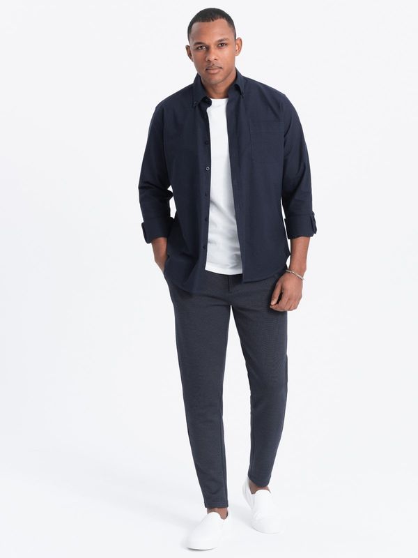 Ombre Ombre CARROT men's pants in structured two-tone knit - navy blue