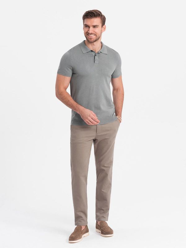 Ombre Ombre Men's classic cut chino pants with soft texture - ash